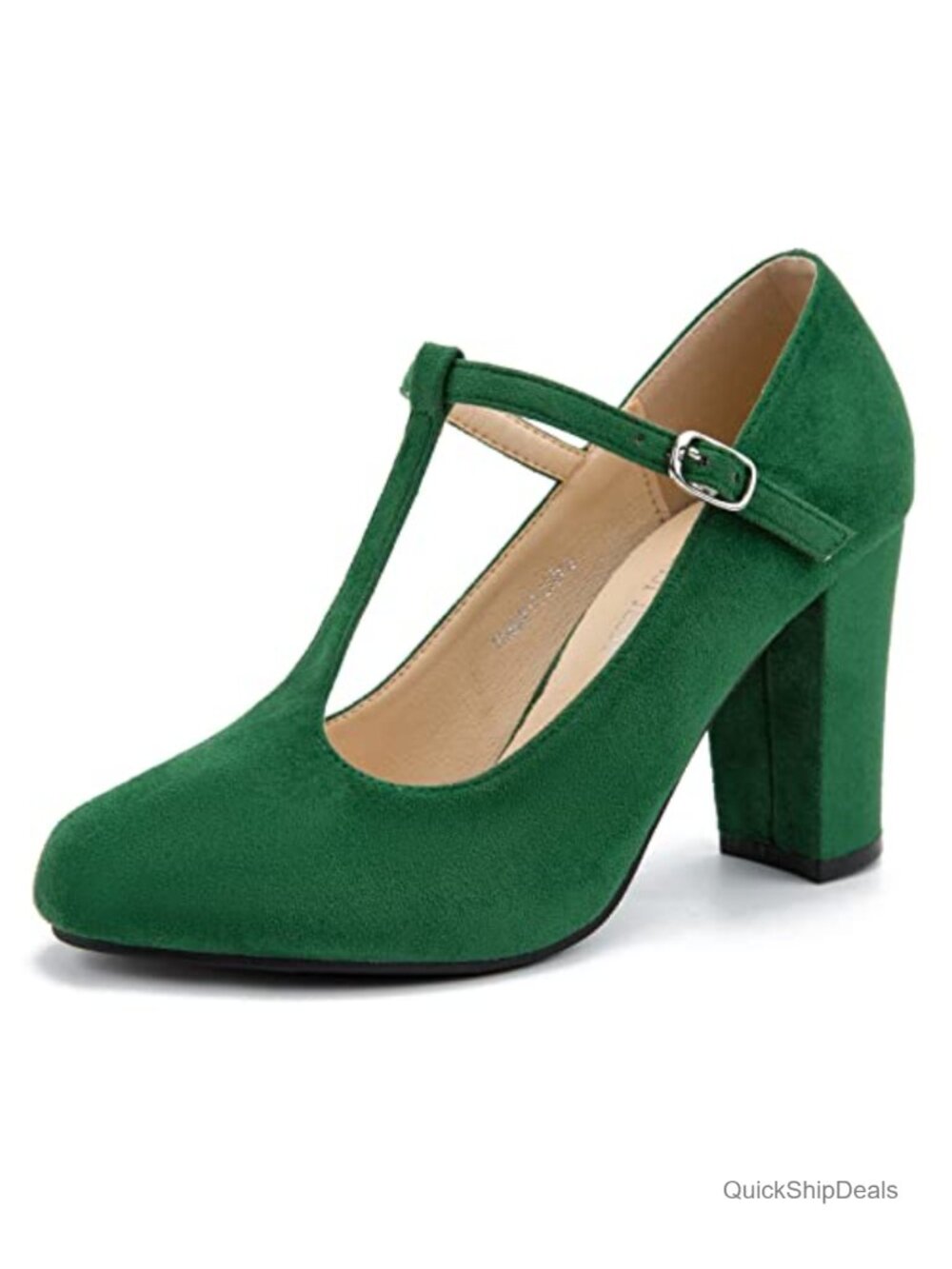 Women's T-Strap Mary Jane Pumps Chunky Heel 3.54 Inch Round Toe Dress Shoes